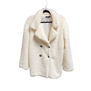 42Pops Cream Sherpa Double Breasted Coat Size Large
